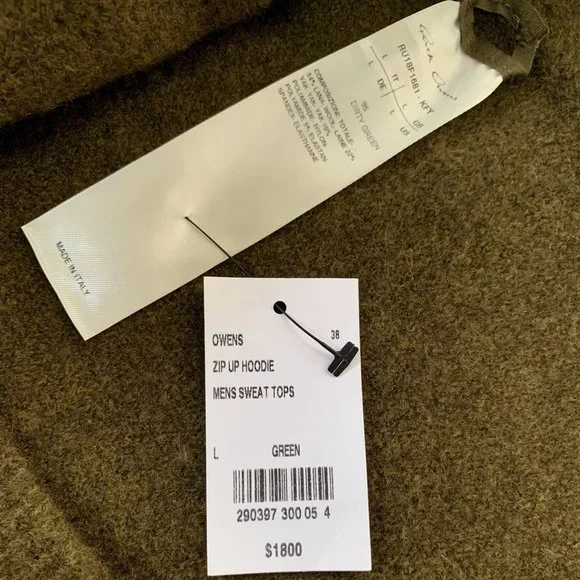 NWT RICK OWENS FW 18 Sisyphus Zip Up "Dirty Green" Hooded Sweater Wool Gorgeous - Picture 15 of 15